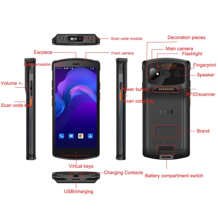 UNIWA V7S PDA Barcode Scanner Rugged Phone, 4GB+64GB, 5.7 inch Android 12 Mediatek MT6762 Octa Core, NFC, Network: 4G, Plug:AU Plug(Black) - Mega Discount Store LebanonLebanon