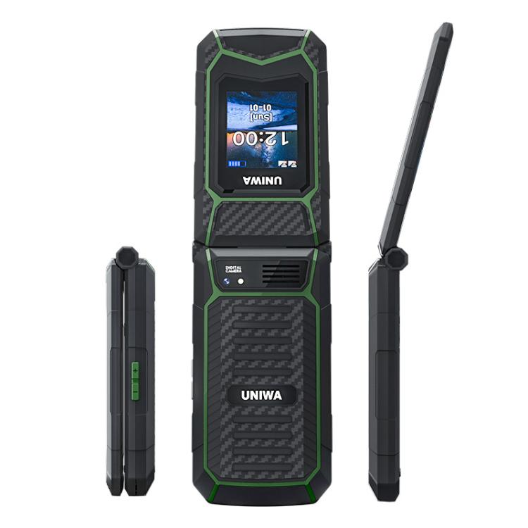 UNIWA X29 Keypad Flip Rugged Phone, 2.8 inch + 1.77 inch Double Screen, MT6261D, Network: 2G, Plug:US Plug(Black Green) - Mega Discount Store LebanonLebanon