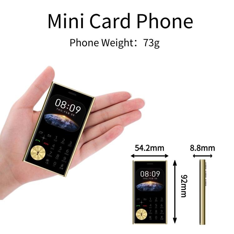 V8 Card Mobile Phone, 2.01 inch, MTK6261D, Support Bluetooth, FM, Torch, GSM, Dual SIM (Gold) - Mega Discount Store LebanonLebanon