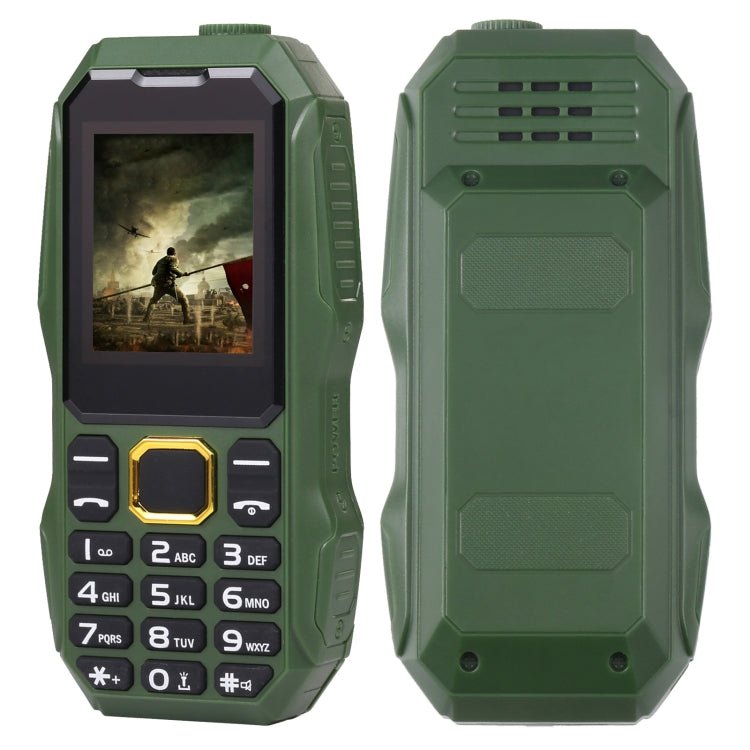 W2025 Triple Proofing Elder Phone, Waterproof Shockproof Dustproof, 5800mAh Battery, 1.8 inch, 21 Keys, LED Flashlight, Dual SIM(Green) - Mega Discount Store LebanonLebanon