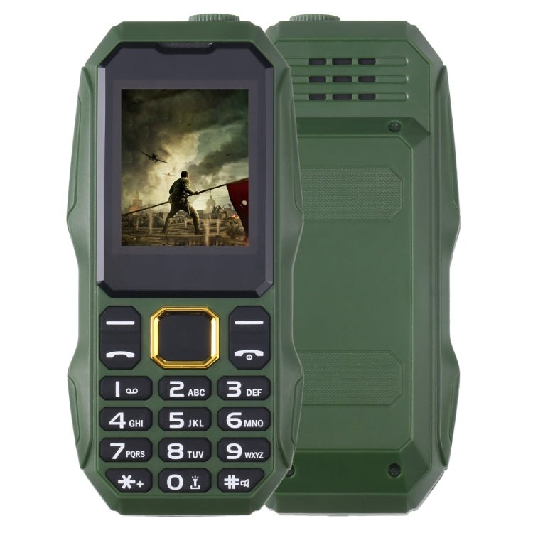 W2025 Triple Proofing Elder Phone, Waterproof Shockproof Dustproof, 5800mAh Battery, 1.8 inch, 21 Keys, LED Flashlight, Dual SIM(Green) - Mega Discount Store LebanonLebanon