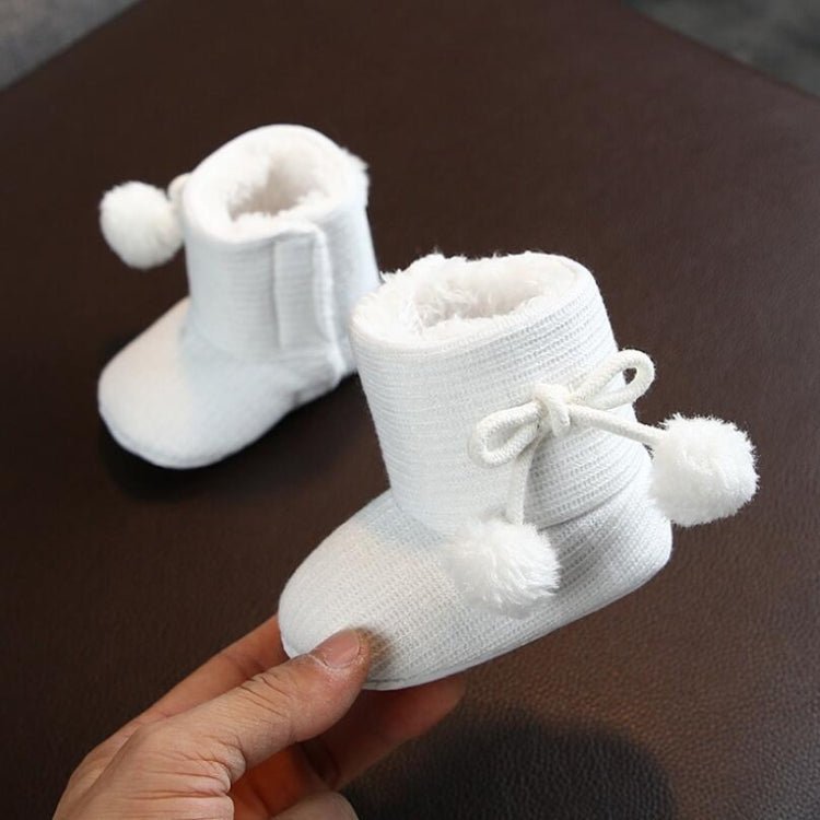Winter Baby 0 - 1 Year Old Newborn Soft Bottom Plus Velvet Toddler Shoes, Size:Inner Length 12cm(White) - Mega Discount Store LebanonLebanon