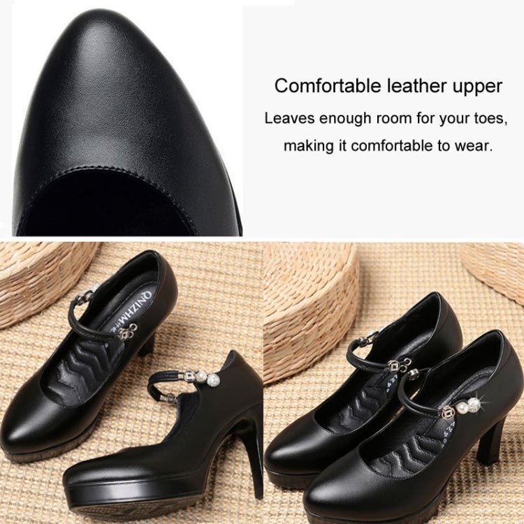Women High Heels Comfortable Small Heel Temperament Waterproof Platform One Buckle Shoes, Size: 35(Beige) - Mega Discount Store LebanonLebanon