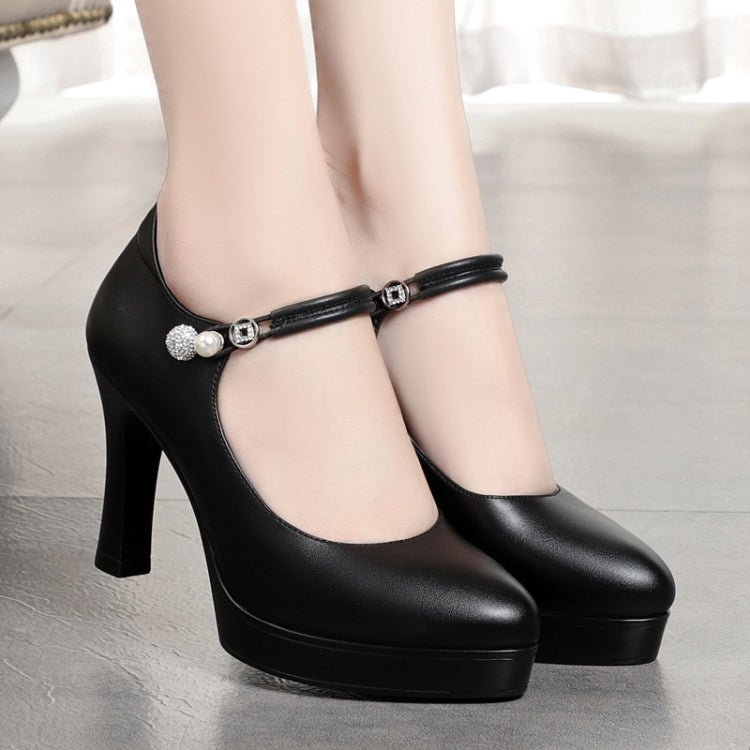 Women High Heels Comfortable Small Heel Temperament Waterproof Platform One Buckle Shoes, Size: 38(Beige) - Mega Discount Store LebanonLebanon