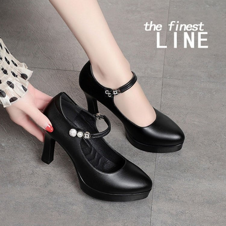 Women High Heels Comfortable Small Heel Temperament Waterproof Platform One Buckle Shoes, Size: 40(Beige) - Mega Discount Store LebanonLebanon