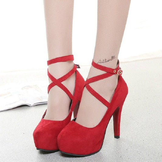 Women Shoes Round Toe Stiletto High Heels, Size:37(Red) - Mega Discount Store LebanonLebanon