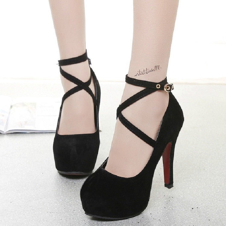 Women Shoes Round Toe Stiletto High Heels, Size:38(Black) - Mega Discount Store LebanonLebanon