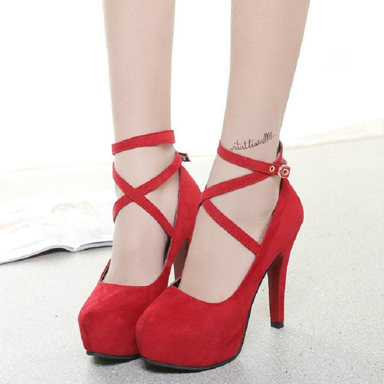 Women Shoes Round Toe Stiletto High Heels, Size:40(Red) - Mega Discount Store LebanonLebanon