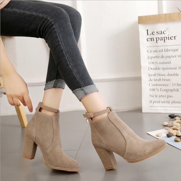 Women Shoes Suede Boots Pointed High Heels, Size:35(Camel) - Mega Discount Store LebanonLebanon