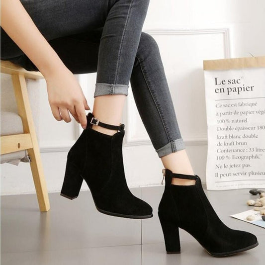 Women Shoes Suede Boots Pointed High Heels, Size:36(Black) - Mega Discount Store LebanonLebanon