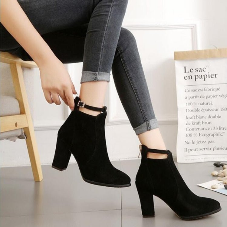 Women Shoes Suede Boots Pointed High Heels, Size:38(Black) - Mega Discount Store LebanonLebanon