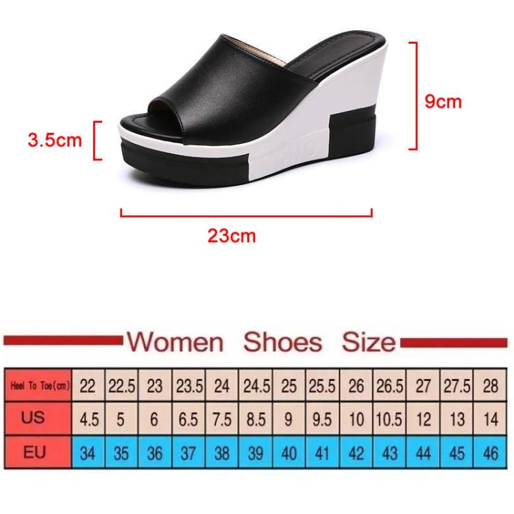 Women Soft PU Leather Platform Wedge Slide Sandals High Heel Open - Toe Slippers, Size: 39(Black) - Mega Discount Store LebanonLebanon
