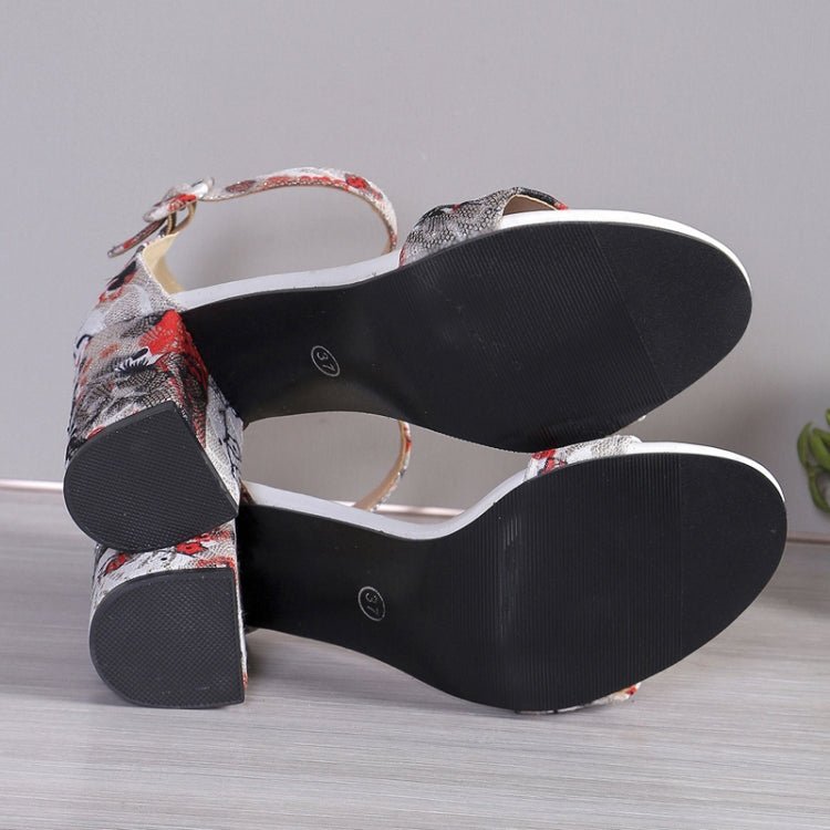 Women Summer Roman Sandals Thick Bottom Slope Heel Printed Buckle High Heels Sandals, Size: 37(Black) - Mega Discount Store LebanonLebanon