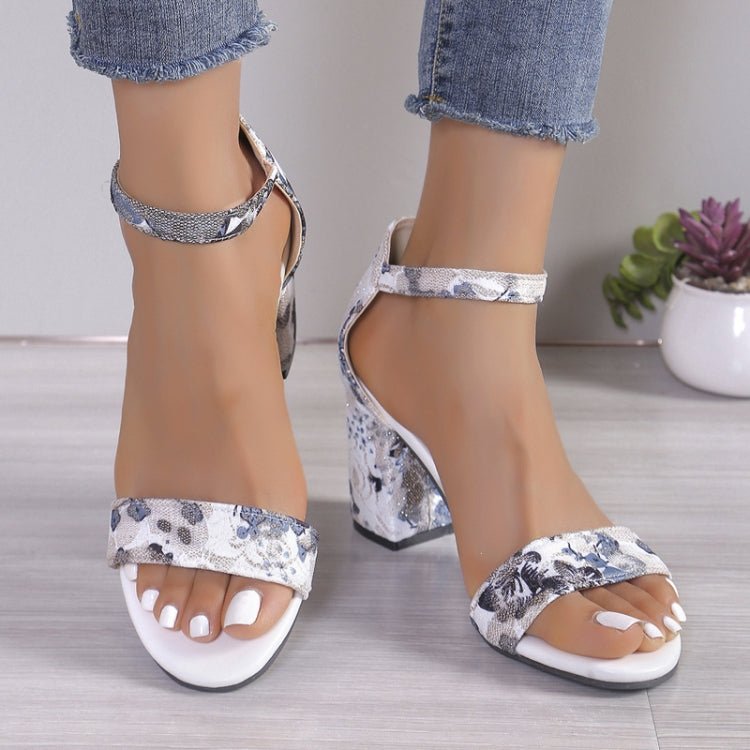 Women Summer Roman Sandals Thick Bottom Slope Heel Printed Buckle High Heels Sandals, Size: 38(Black) - Mega Discount Store LebanonLebanon