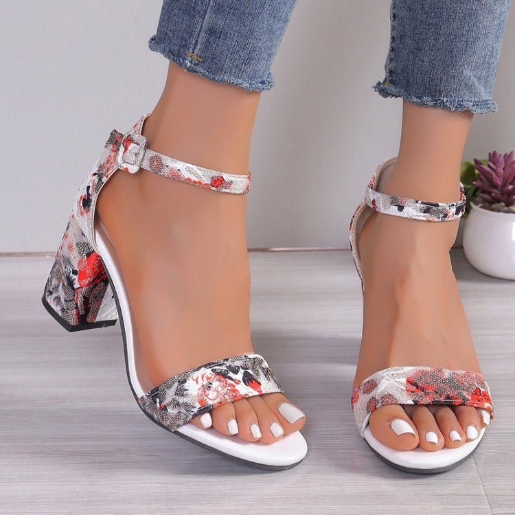 Women Summer Roman Sandals Thick Bottom Slope Heel Printed Buckle High Heels Sandals, Size: 38(Red) - Mega Discount Store LebanonLebanon