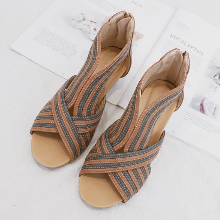 Women Summer Slope Heel Sandals Fashion Bohemian Style Fish Mouth Shoes, Size: 39(Brown) - Mega Discount Store LebanonLebanon