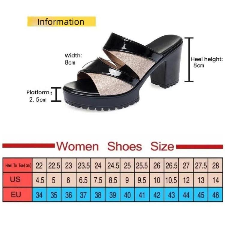 Women Summer Thick High Heel Platform Slippers Sandals Open Toe Comfortable Casual Outdoor Shoes, Size: 37(Black) - Mega Discount Store LebanonLebanon