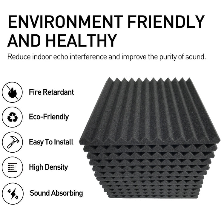 BEI WRH 20pcs / Pack 30x30x2.5cm Triangular Groove Style Recording Studio Drum Video Room Sound Insulation Board Silencer Cotton(Black) - Mega Discount Store LebanonLebanon