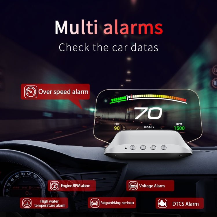 BEI WRH C3 OBD2 + GPS Mode Car Head - up Display HUD Overspeed / Speed / Water Temperature Too High / Voltage Too Low / Engine Failure Alarm / Fatigue Driving Reminder / Navigation Function - Mega Discount Store LebanonLebanon