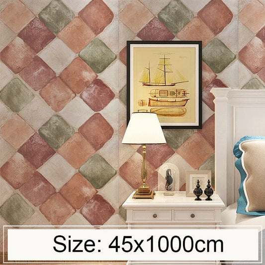 BEI WRH Colorful Stone Creative 3D Stone Brick Decoration Wallpaper Stickers Bedroom Living Room Wall Waterproof Wallpaper Roll, Size: 45 x 1000cm - Mega Discount Store LebanonLebanon