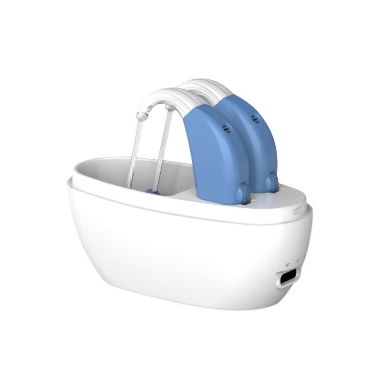 BEI WRH Elderly Use Can Charge Sound Amplifier Hearing Aid, Specification: EU Plug(Blue Double Machine+White Charging Bin) - Mega Discount Store LebanonLebanon
