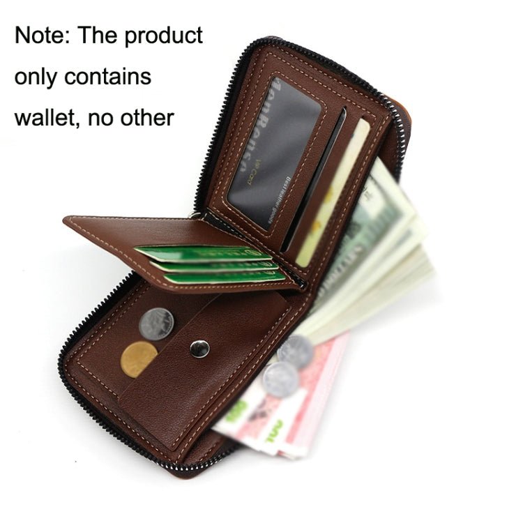BEI WRH Menbense Casual Fashion Large Capacity Multi - Card Retro Zipper Wallet(Dark Brown) - Mega Discount Store LebanonLebanon