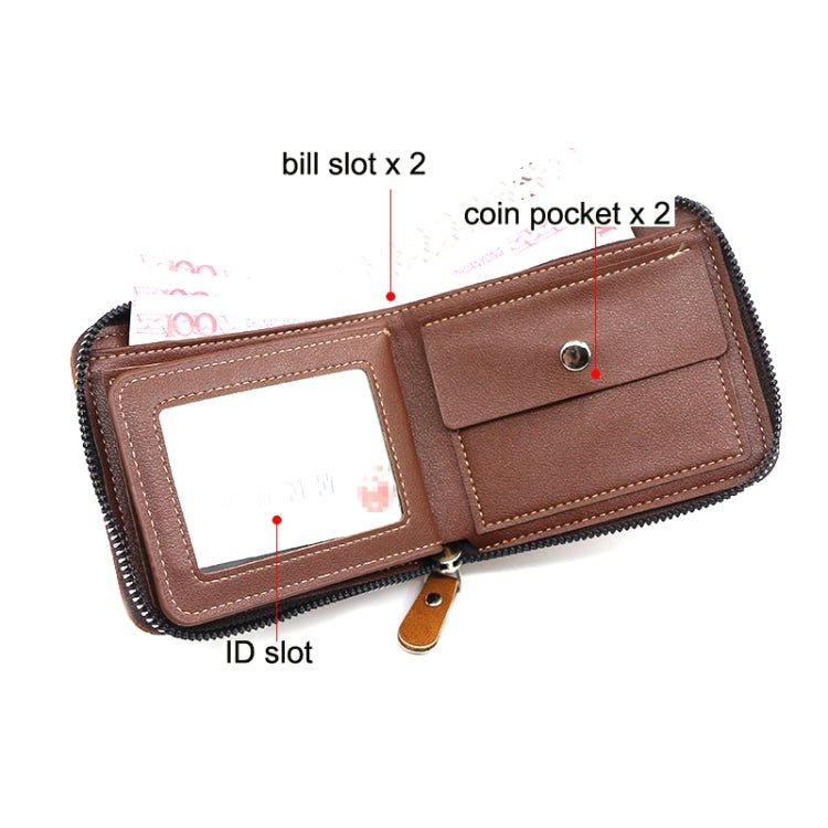 BEI WRH Menbense Casual Fashion Large Capacity Multi - Card Retro Zipper Wallet(Dark Brown) - Mega Discount Store LebanonLebanon