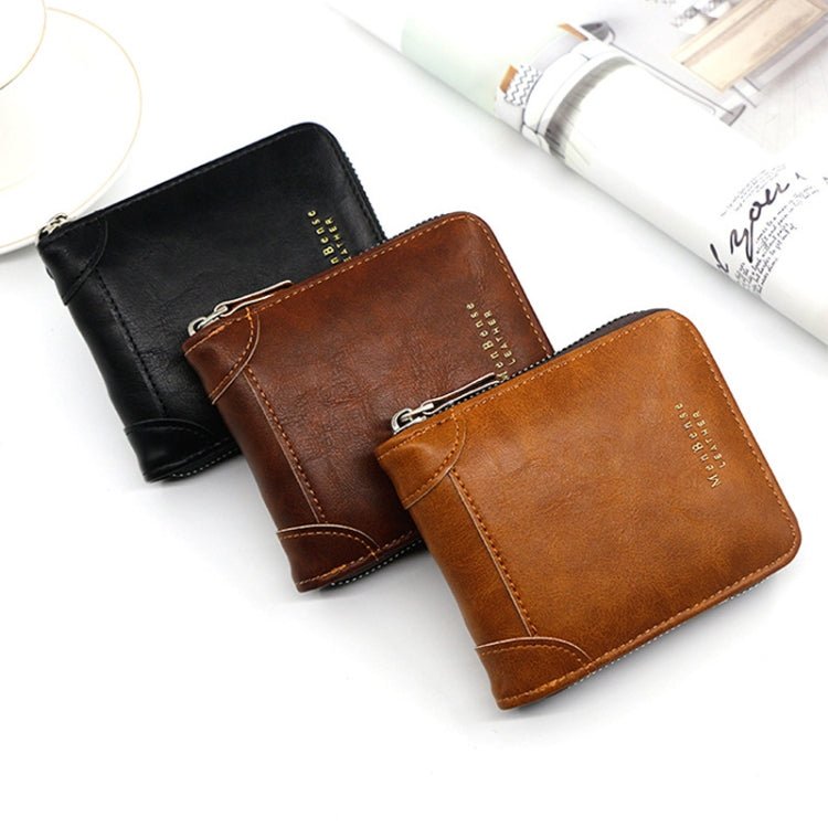 BEI WRH Menbense Casual Fashion Large Capacity Multi - Card Retro Zipper Wallet(Dark Brown) - Mega Discount Store LebanonLebanon