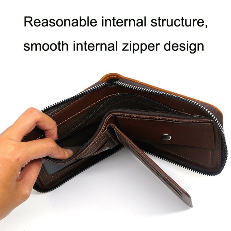BEI WRH Menbense Casual Fashion Large Capacity Multi - Card Retro Zipper Wallet(Dark Brown) - Mega Discount Store LebanonLebanon