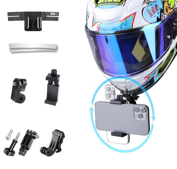 BEI WRH RUIGPRO Action Camera Phone Helmet Mount Kit with J - Hook Buckle & Rotation Phone Clamp & Adapter(Black) - Mega Discount Store LebanonLebanon