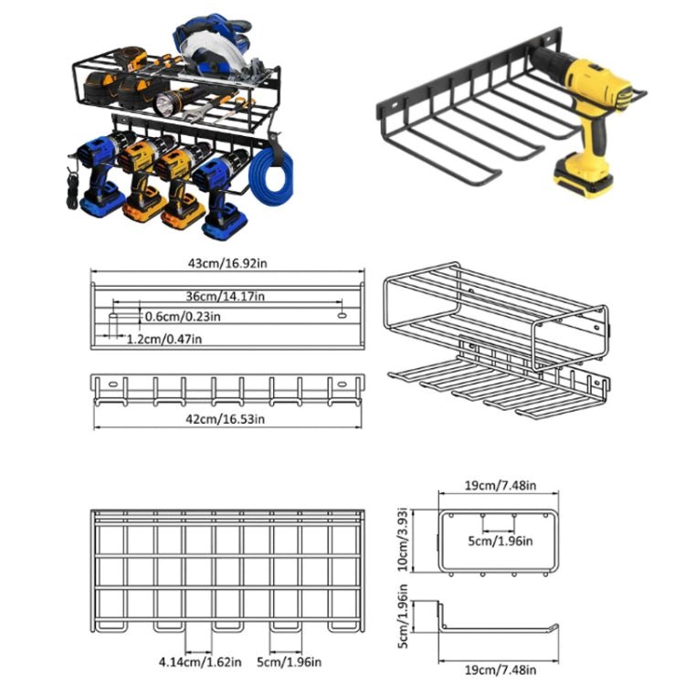 BEI WRH Wall Mounted Handheld Drill Tool Storage Rack, Specification: Complete set - Mega Discount Store LebanonLebanon